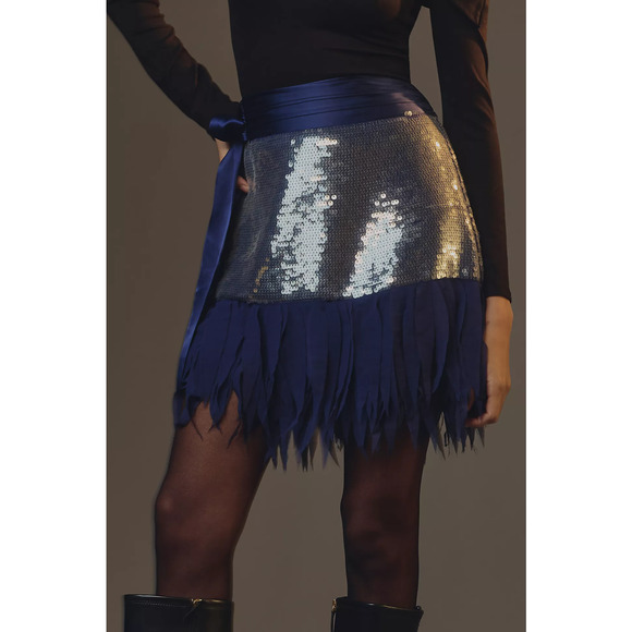 Anthropologie Maeve Sequin Drop-Waist Mini Skirt - New Size 10 - Picture 3 of 5